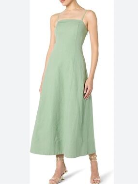 NWT The Drop Daphne Square Neck Linen Maxi Dress- Sage Green
